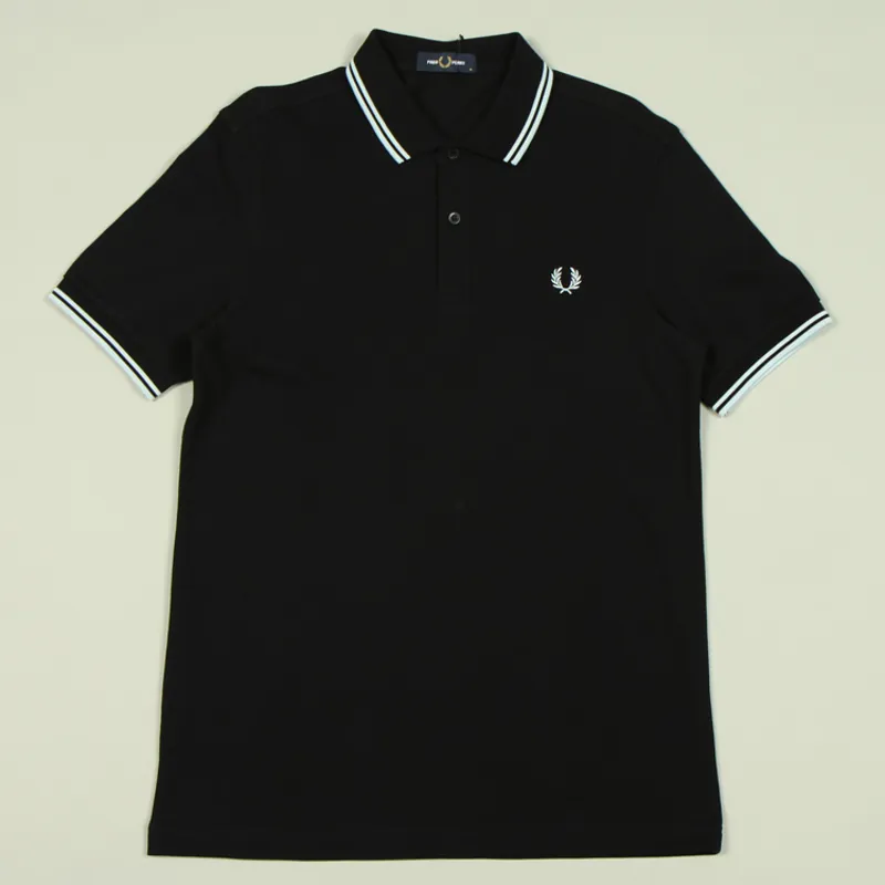 Fred Perry Twin Tipped Polo Shirt M3600 - Black/Light Ice